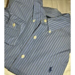 Ralph Lauren Classic‎ Fit Mens XXL Blue White Long Sleeve Button up Shirt